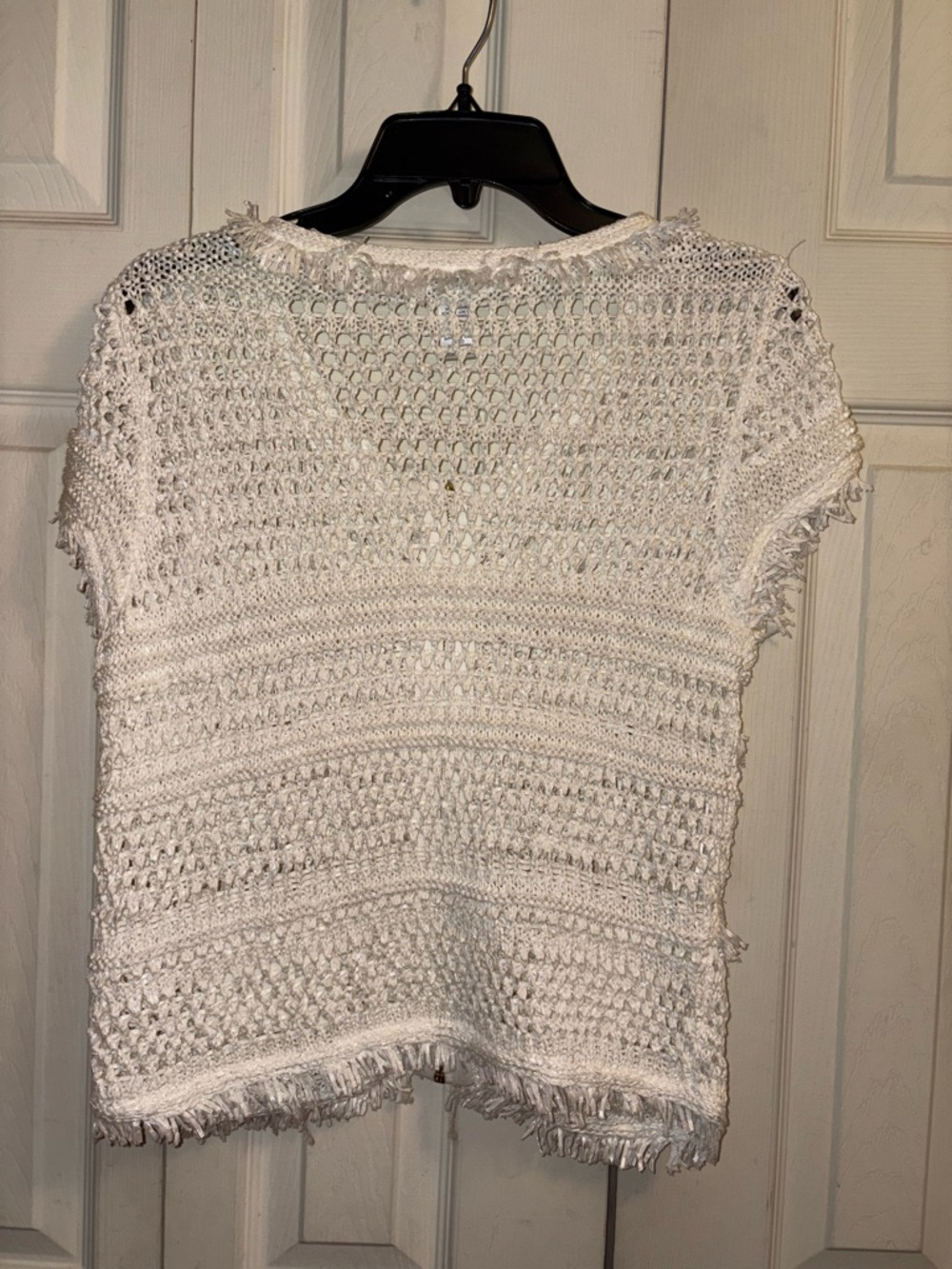 Cache White Crochet Fringe Zip-Front Short Sleeve Jacket - Picture 4 of 4